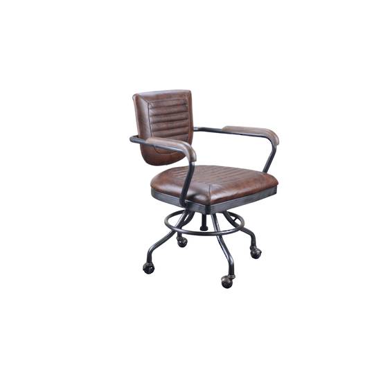 Rio Vintage Leather Office Chair Brown with Arm